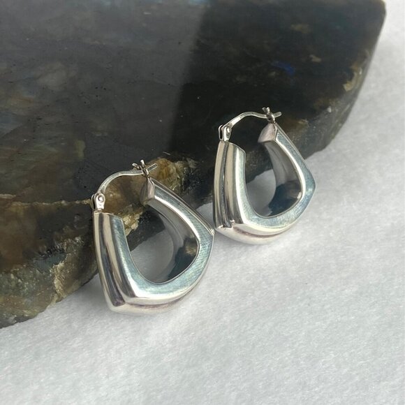 Fine Silver .999 Chunky 1" Hinged Wide Hoop Earrings - Picture 6 of 16